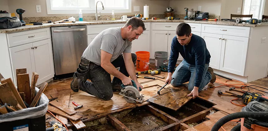 Kitchen Floor Water Damage Repair in The Colony